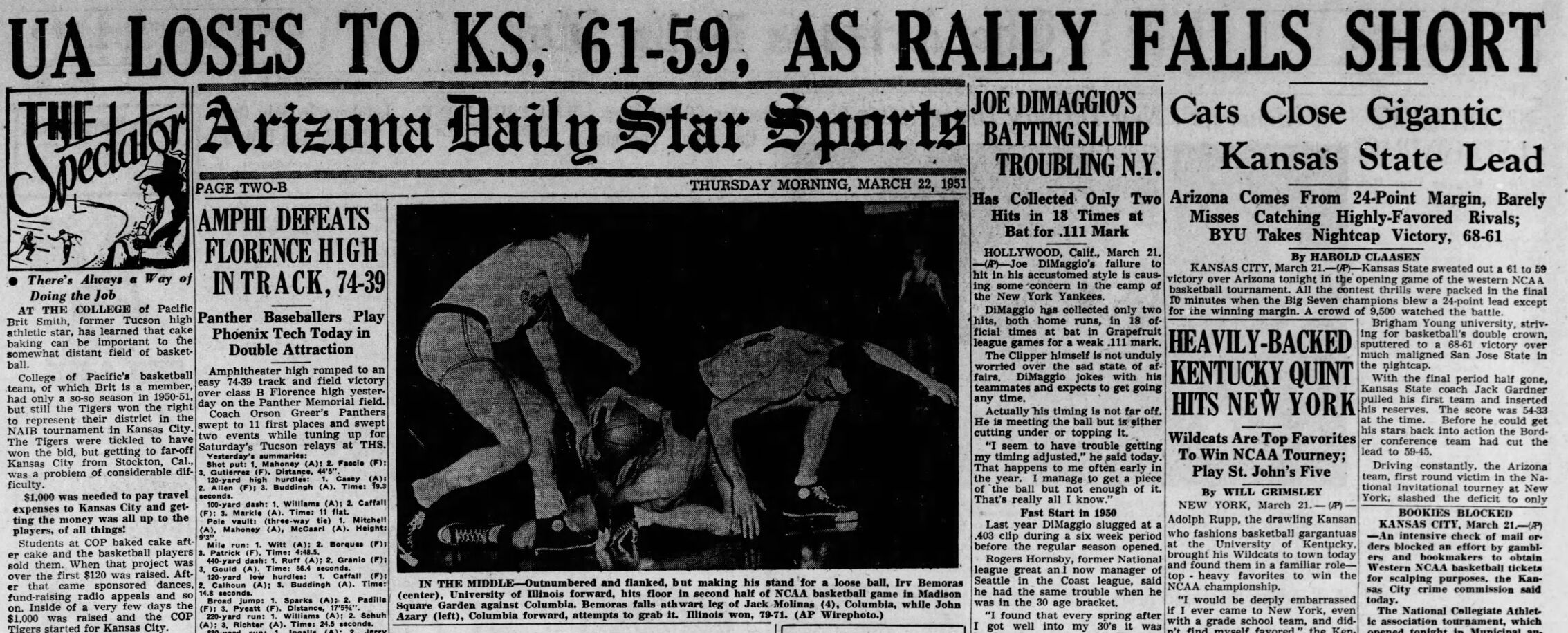 Arizona Kansas State 1951 newspaper